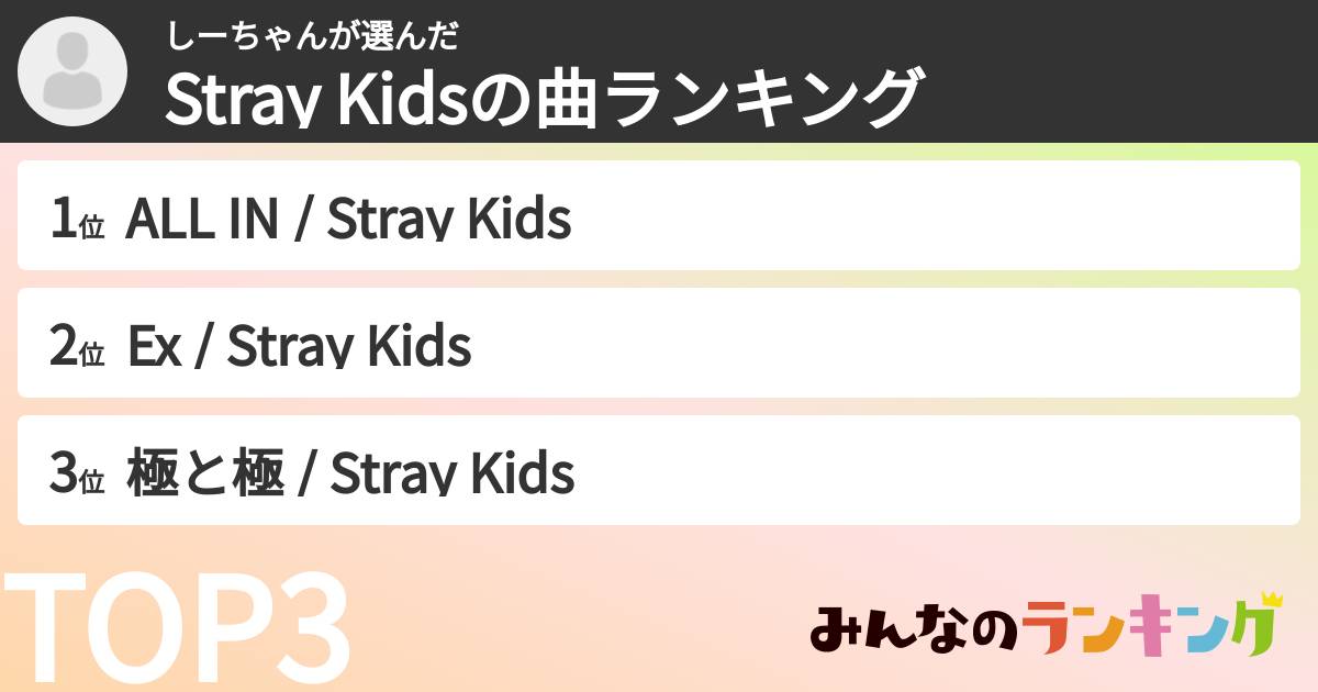 しーちゃんさんの「Stray Kidsの曲ランキング」