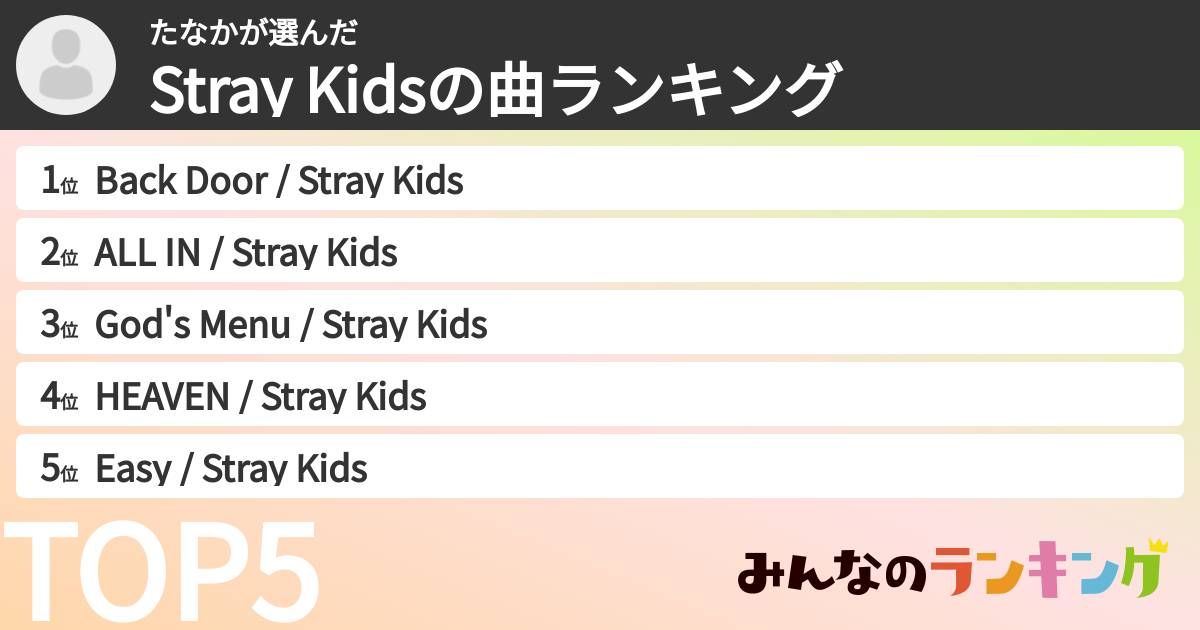 たなかさんの「Stray Kidsの曲ランキング」