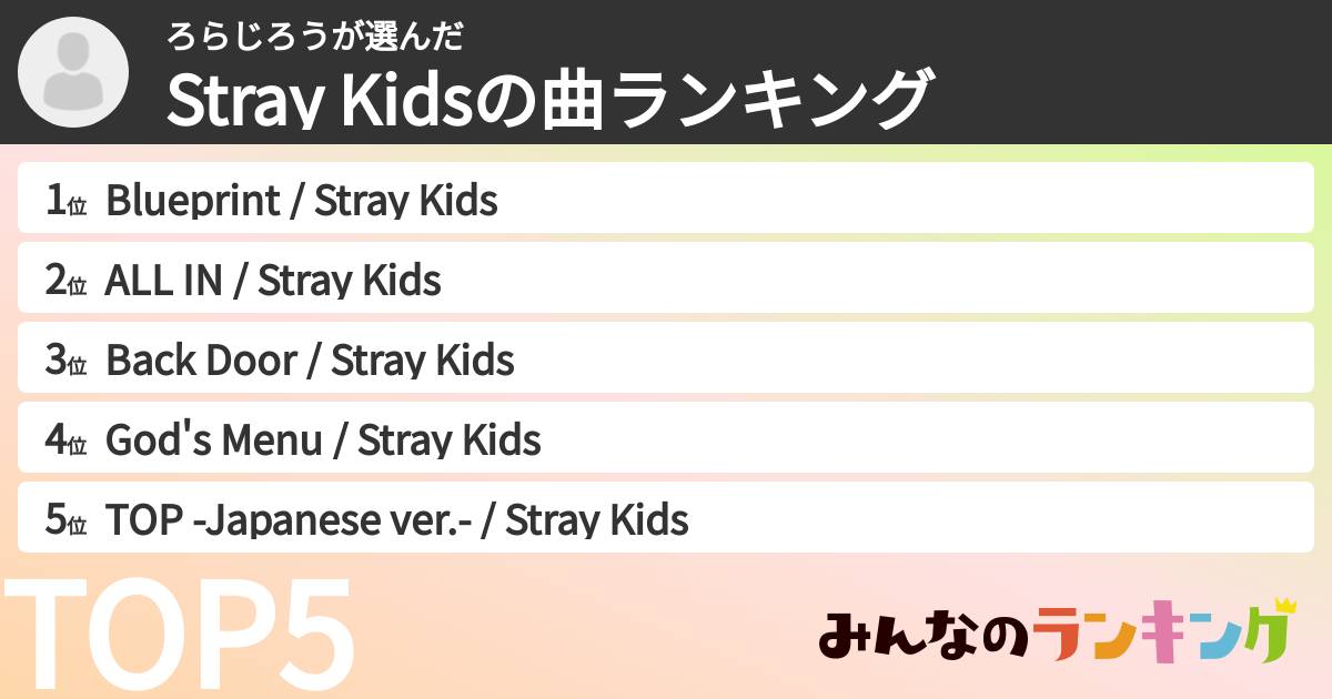 ろらじろうさんの「Stray Kidsの曲ランキング」