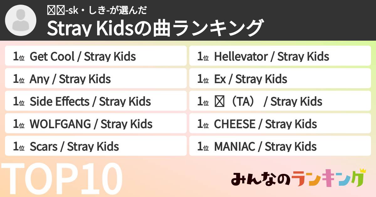 시키-sk・しき-さんの「Stray Kidsの曲ランキング」