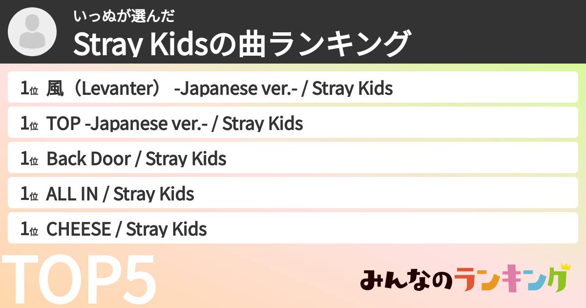 いっぬさんの「Stray Kidsの曲ランキング」