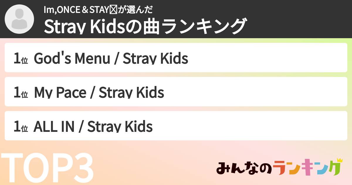 Im,ONCE&STAY❤さんの「Stray Kidsの曲ランキング」