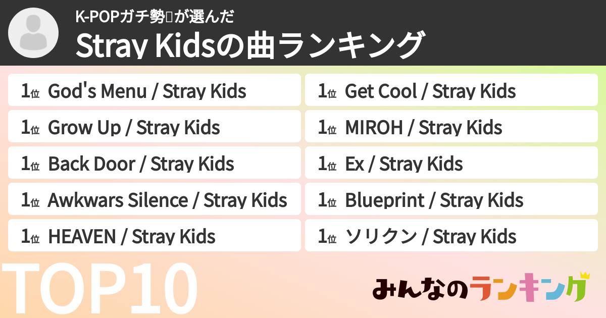 K-POPガチ勢🏁さんの「Stray Kidsの曲ランキング」