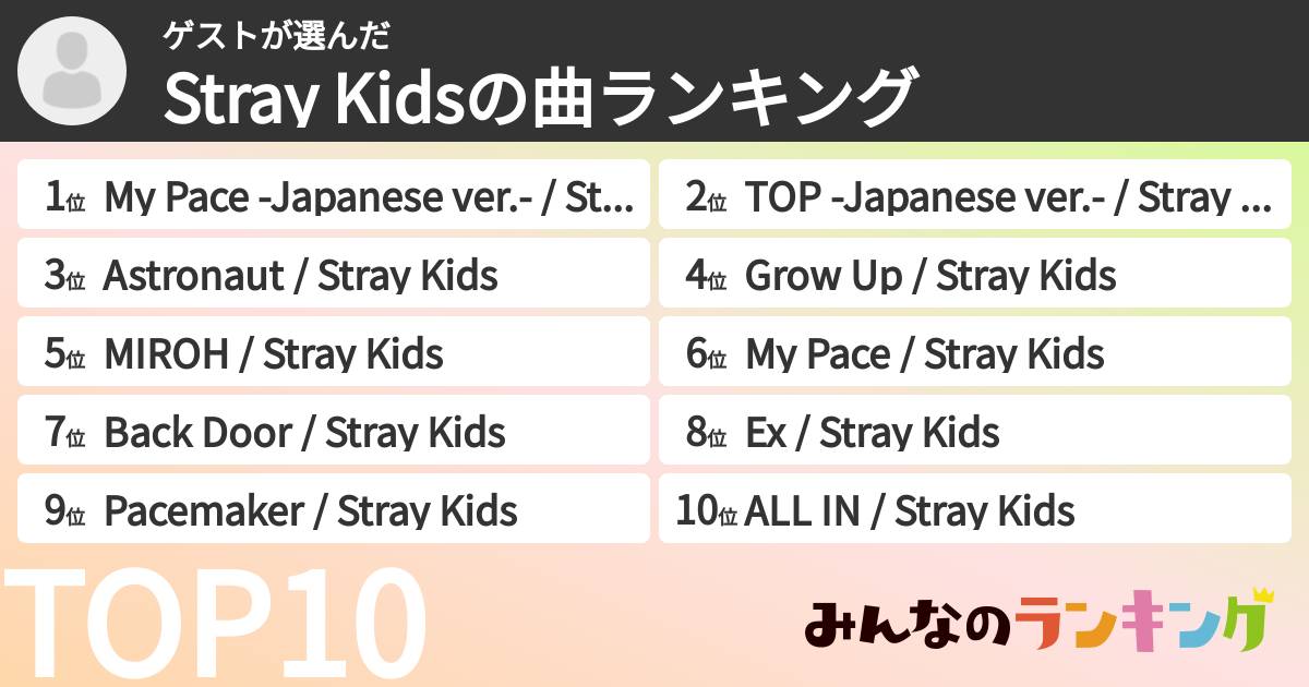 ゲストさんの「Stray Kidsの曲ランキング」