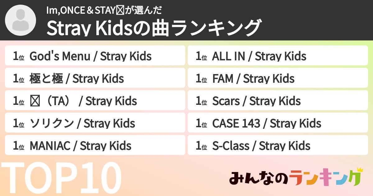 Im,ONCE＆STAY❤さんの「Stray Kidsの曲ランキング」