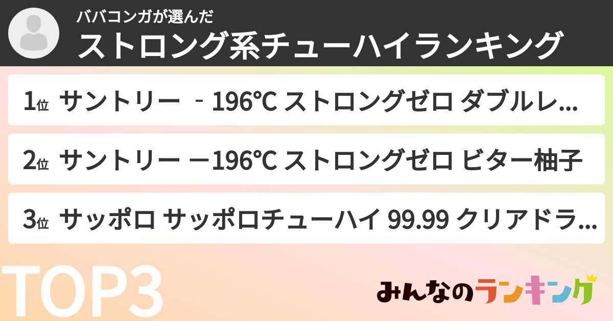 ババコンガさんの「ストロング系チューハイランキング」
