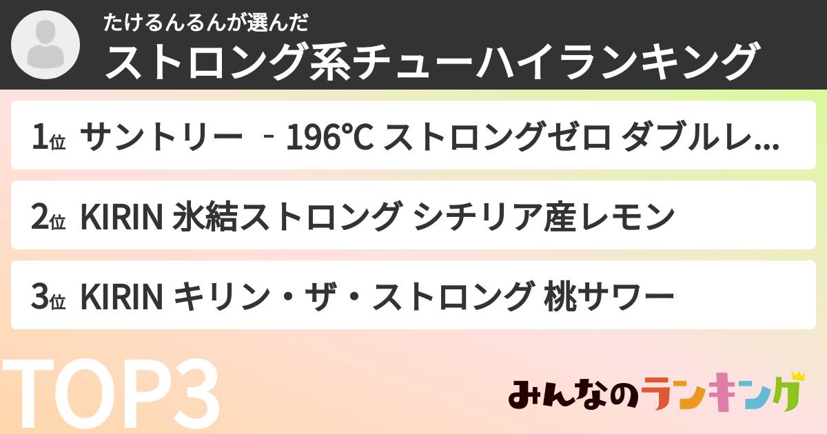 たけるんるんさんの「ストロング系チューハイランキング」