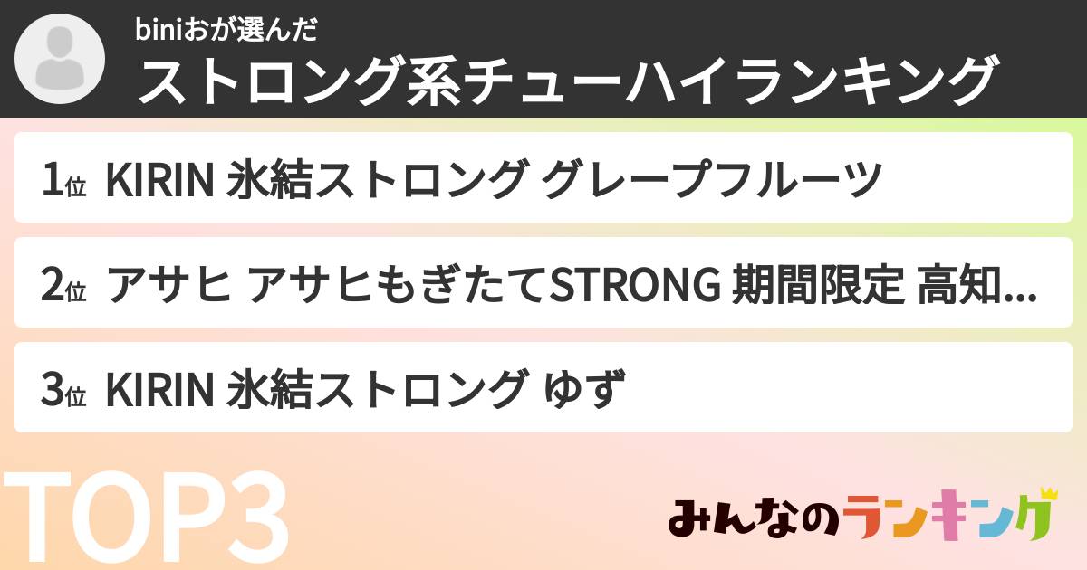 biniおさんの「ストロング系チューハイランキング」
