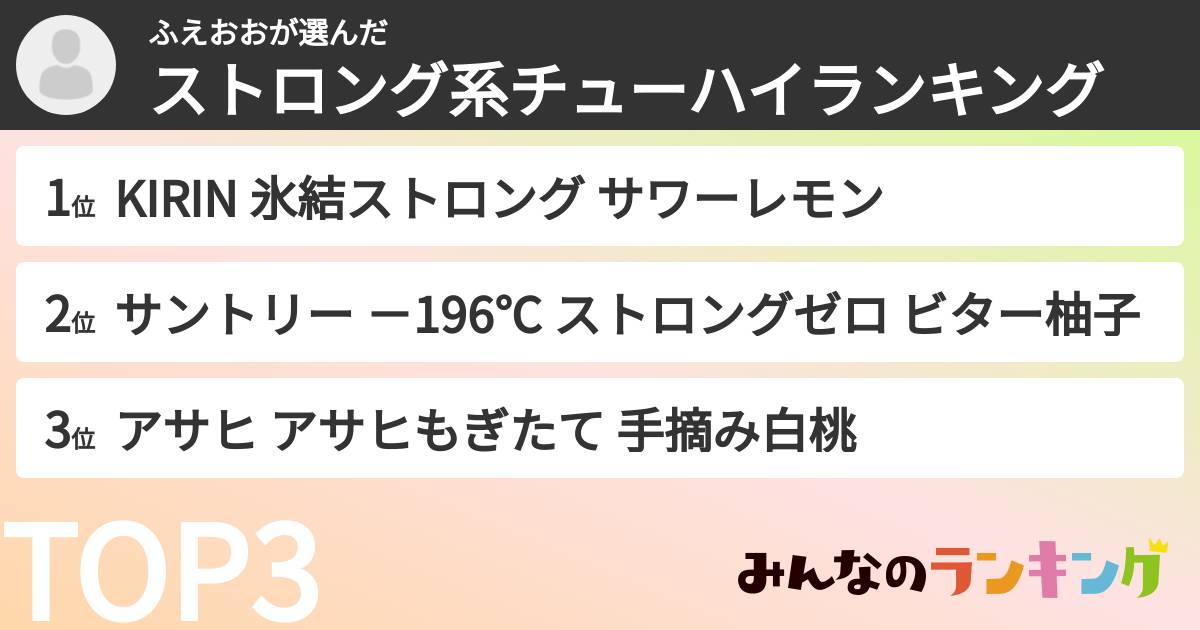 ふえおおさんの「ストロング系チューハイランキング」