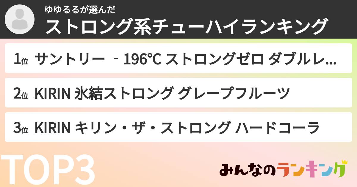 ゆゆるるさんの「ストロング系チューハイランキング」