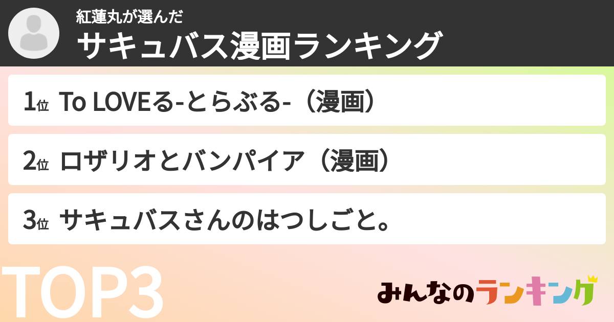 紅蓮丸さんの「サキュバス漫画ランキング」