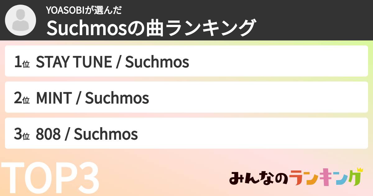 YOASOBIさんの「Suchmosの曲ランキング」