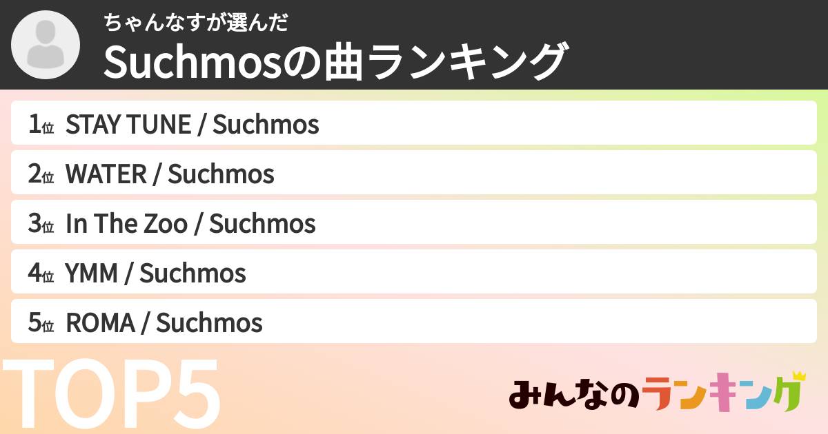 ちゃんなすさんの「Suchmosの曲ランキング」