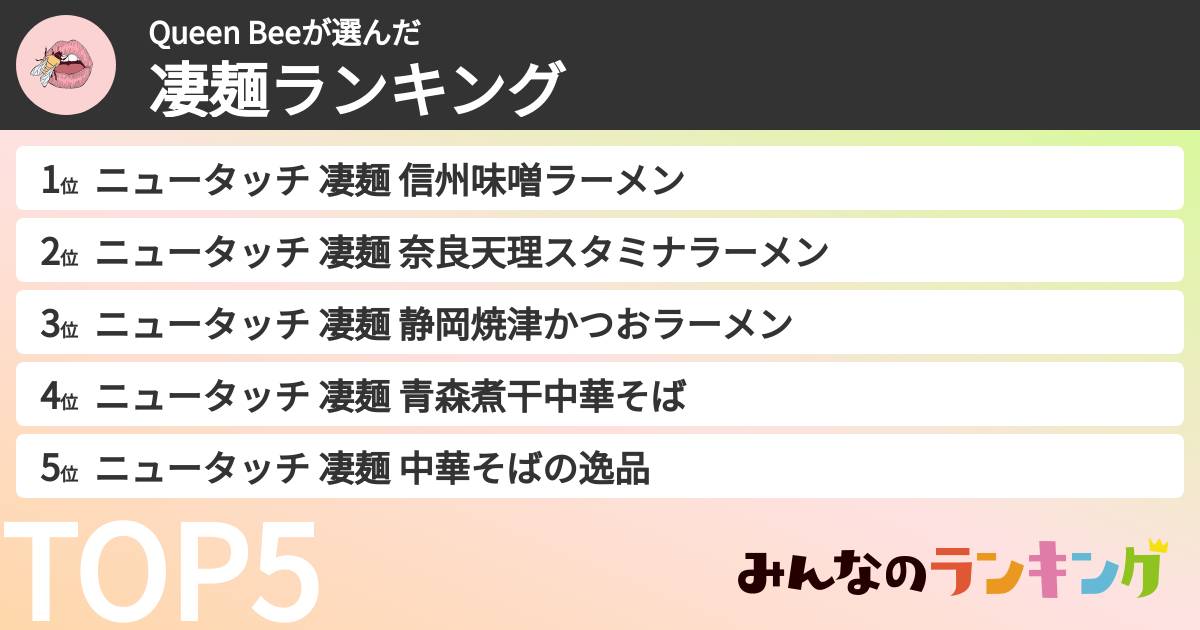 Queen Beeさんの「凄麺ランキング」
