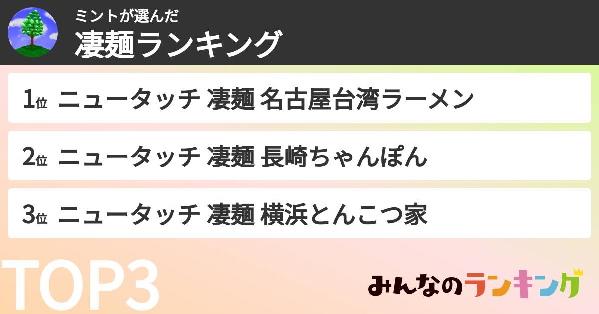 ミントさんの「凄麺ランキング」