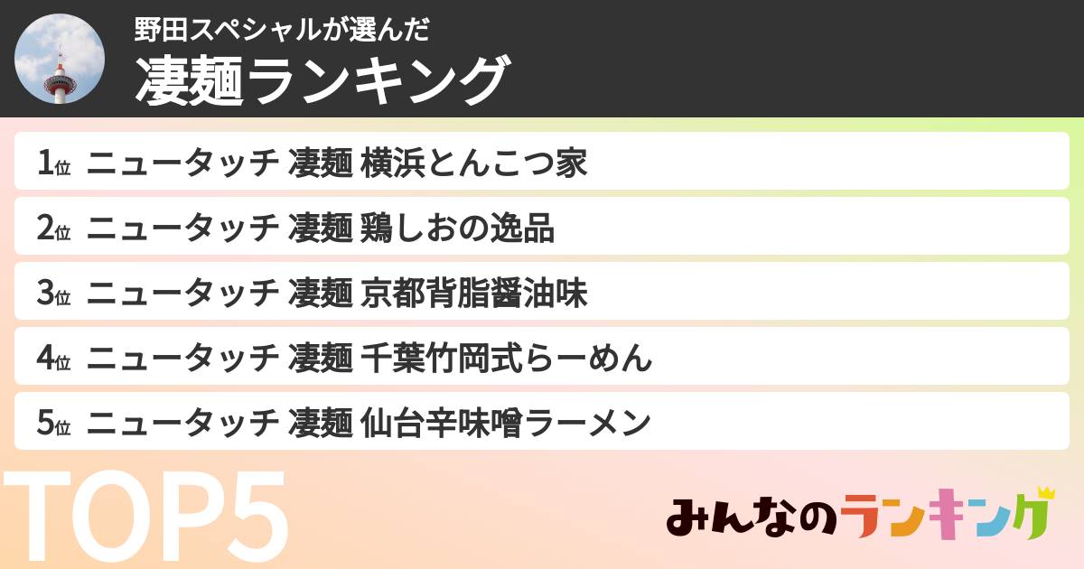 野田スペシャルさんの「凄麺ランキング」