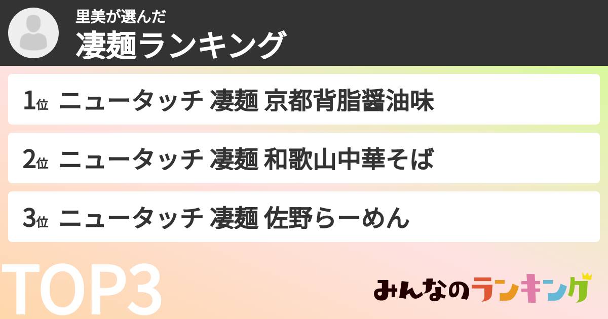 里美さんの「凄麺ランキング」