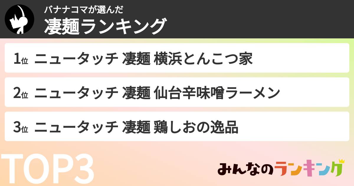 バナナコマさんの「凄麺ランキング」