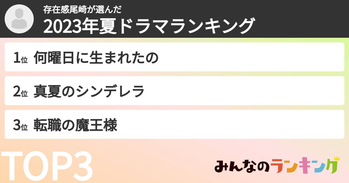 存在感尾崎さんの「2023年夏ドラマランキング」