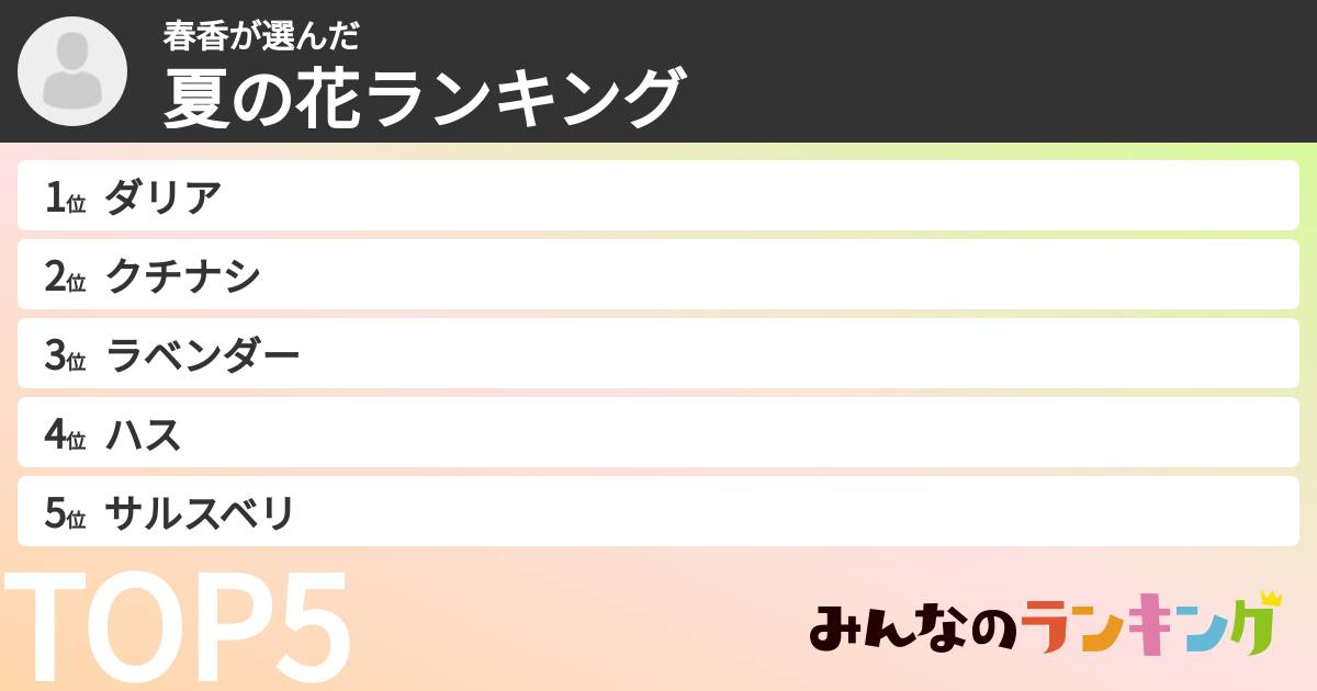 春香さんの「夏の花ランキング」
