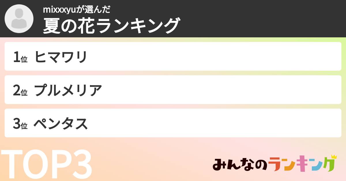 mixxxyuさんの「夏の花ランキング」