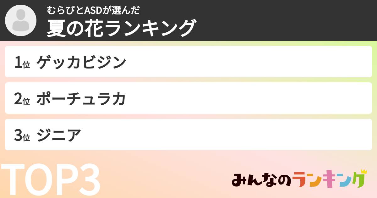 むらびとASDさんの「夏の花ランキング」