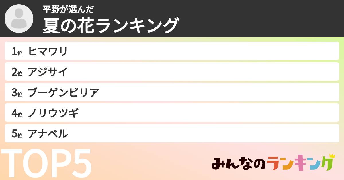 平野さんの「夏の花ランキング」