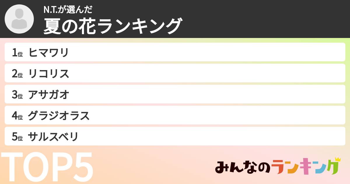 N.T.さんの「夏の花ランキング」