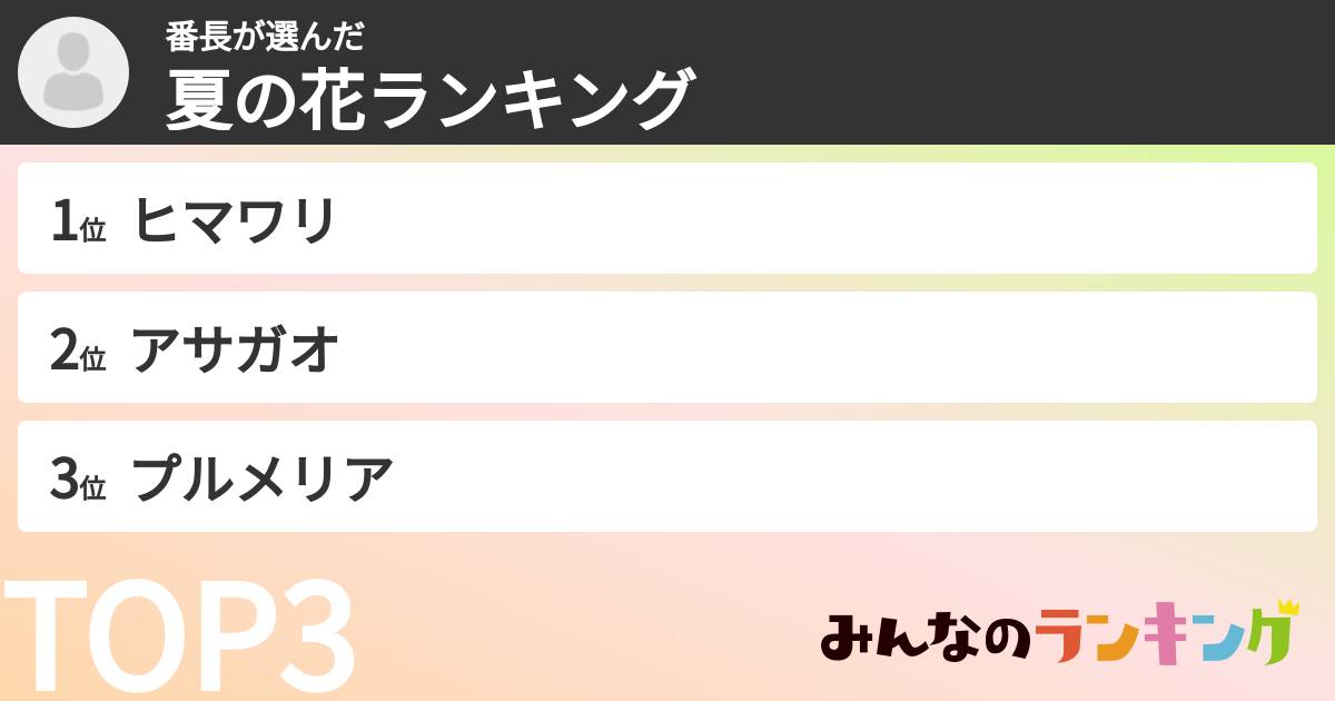 番長さんの「夏の花ランキング」