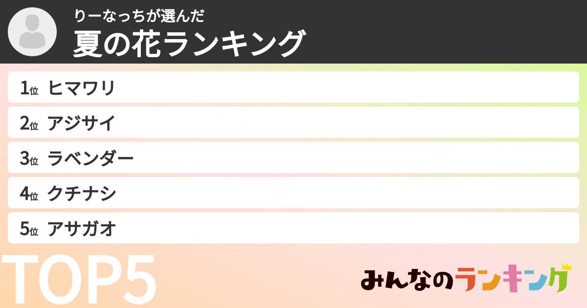 りーなっちさんの「夏の花ランキング」