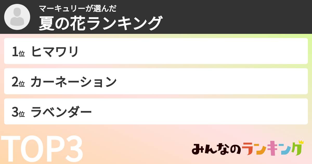マーキュリーさんの「夏の花ランキング」