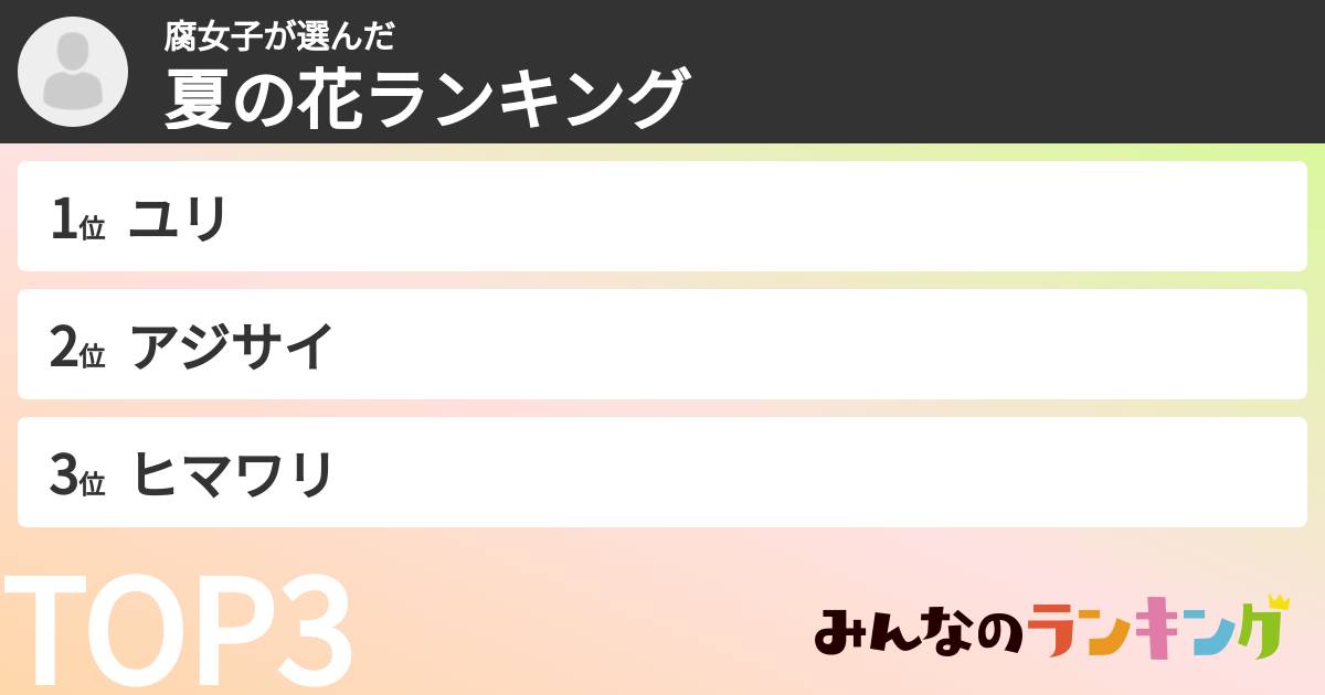 腐女子さんの「夏の花ランキング」