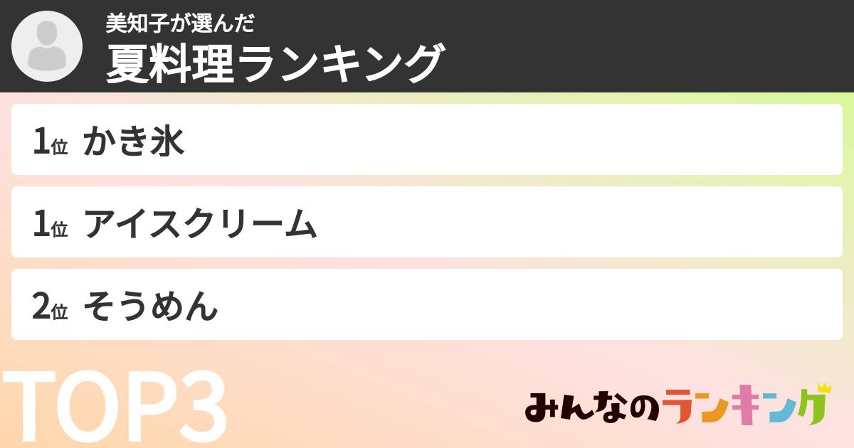 美知子さんの「夏料理ランキング」