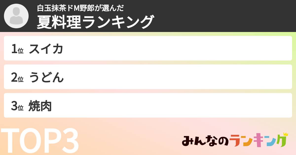 白玉抹茶ドM野郎さんの「夏料理ランキング」
