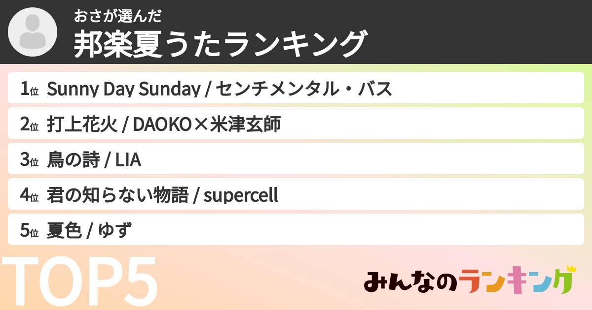 おささんの「邦楽夏うたランキング」
