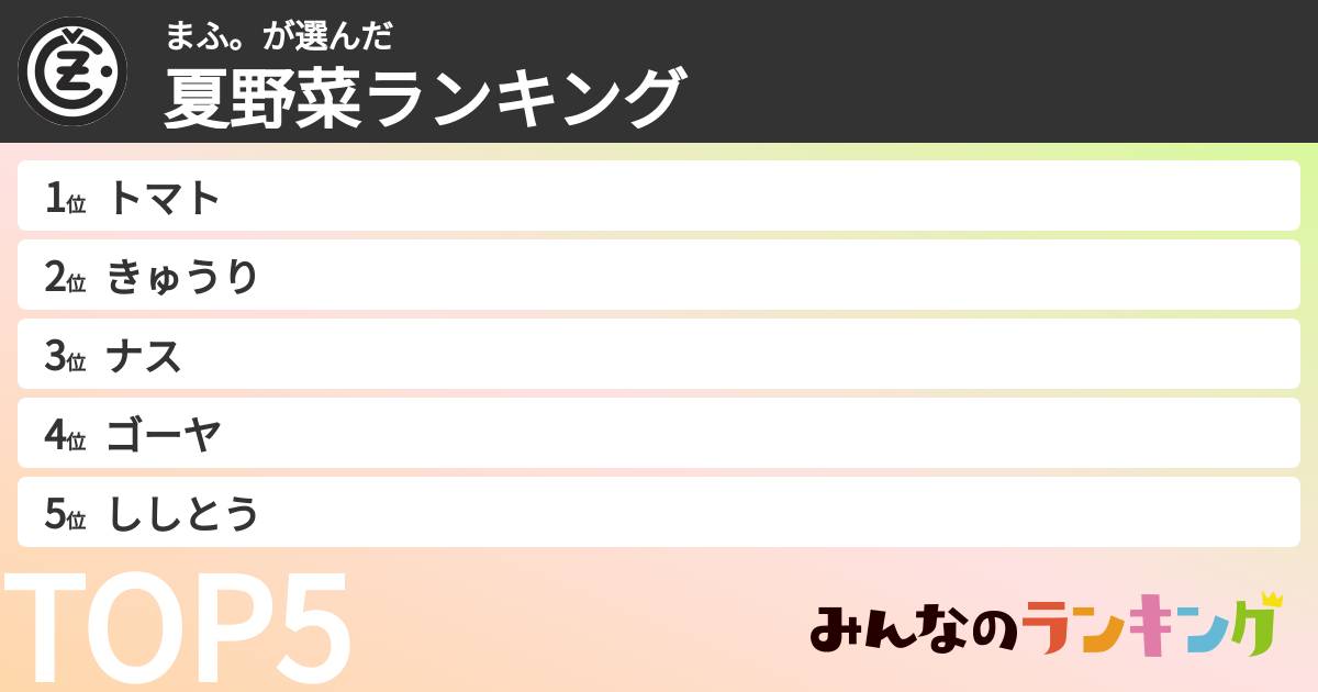 まふ。さんの「夏野菜ランキング」