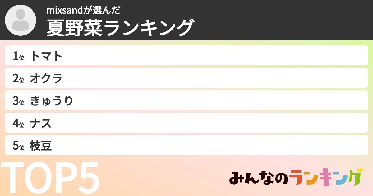 mixsandさんの「夏野菜ランキング」