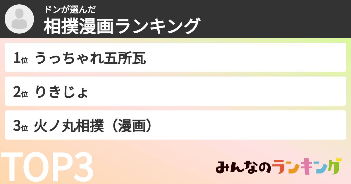 ドンさんの「相撲漫画ランキング」