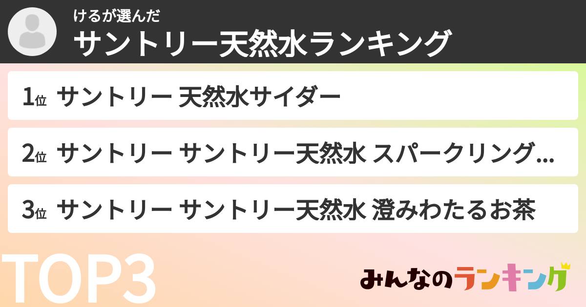けるさんの「サントリー天然水ランキング」