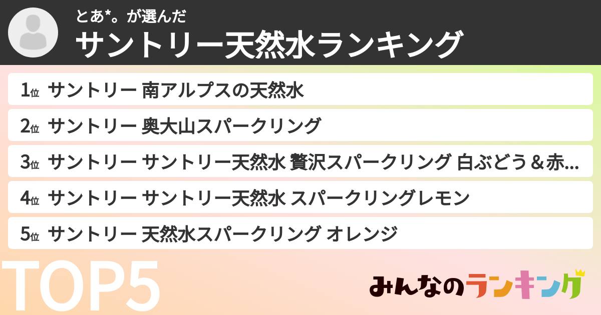 とあ*。さんの「サントリー天然水ランキング」