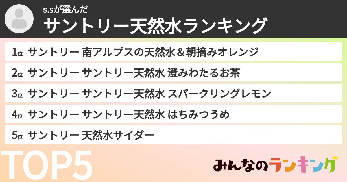 s.sさんの「サントリー天然水ランキング」