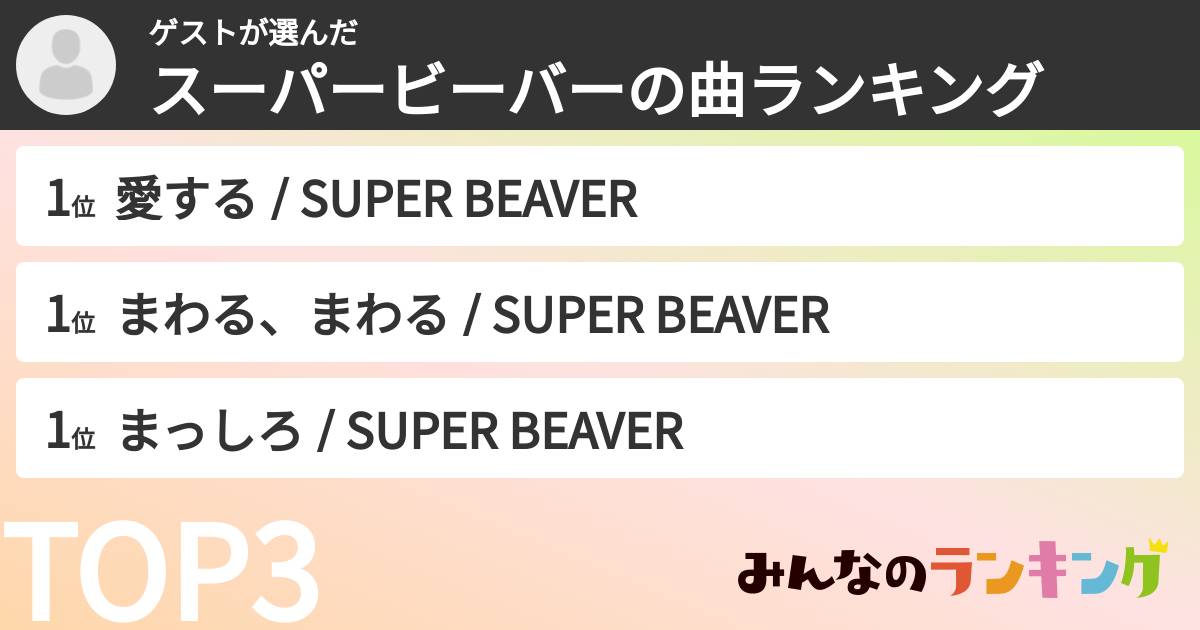 ゲストさんの「スーパービーバーの曲ランキング」