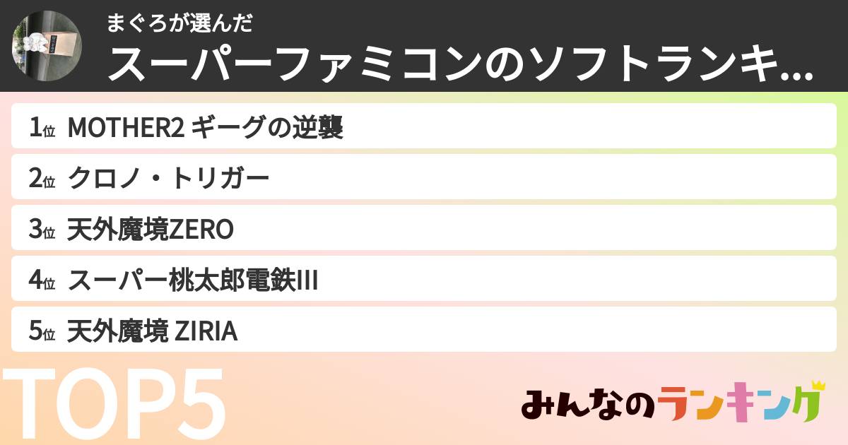 まぐろさんの「スーパーファミコンのソフトランキング」