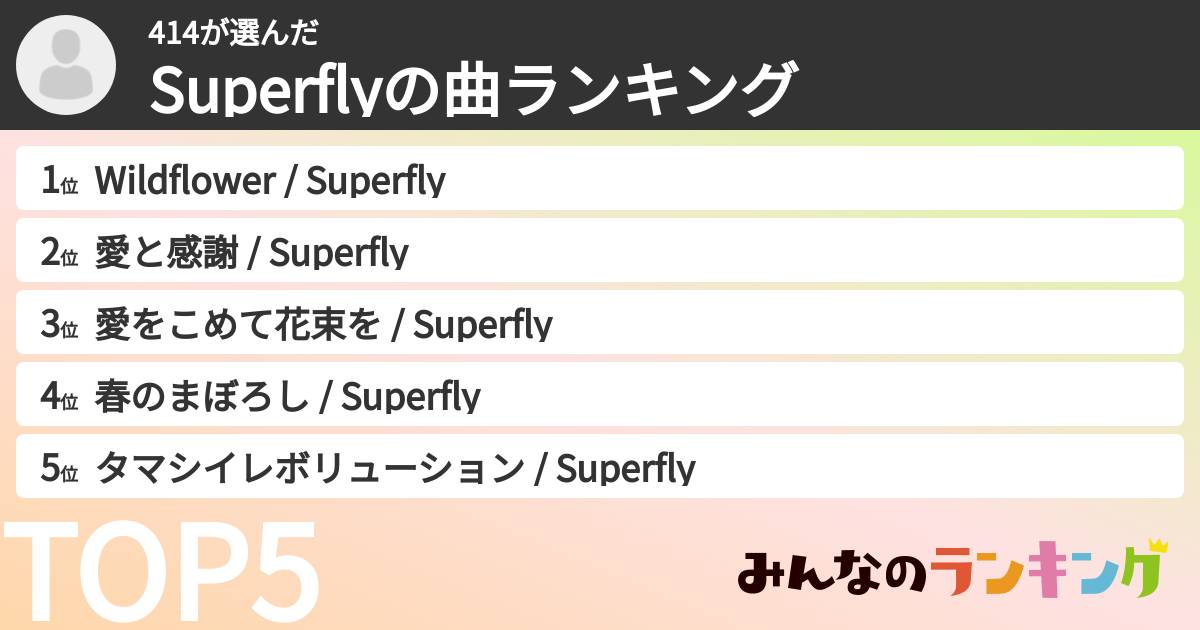 414さんの「Superflyの曲ランキング」