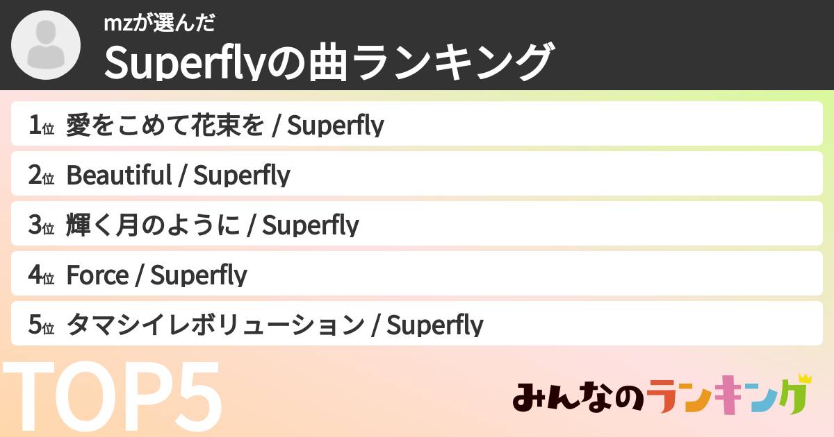 mzさんの「Superflyの曲ランキング」