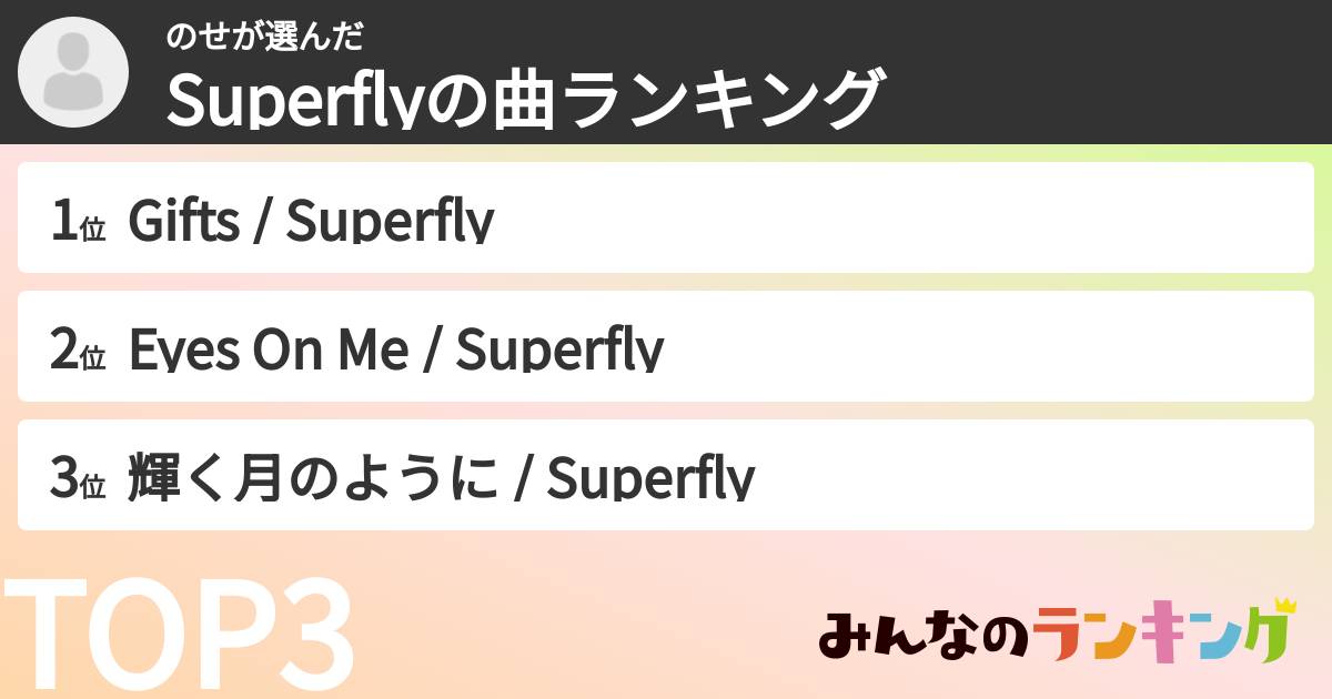 のせさんの「Superflyの曲ランキング」