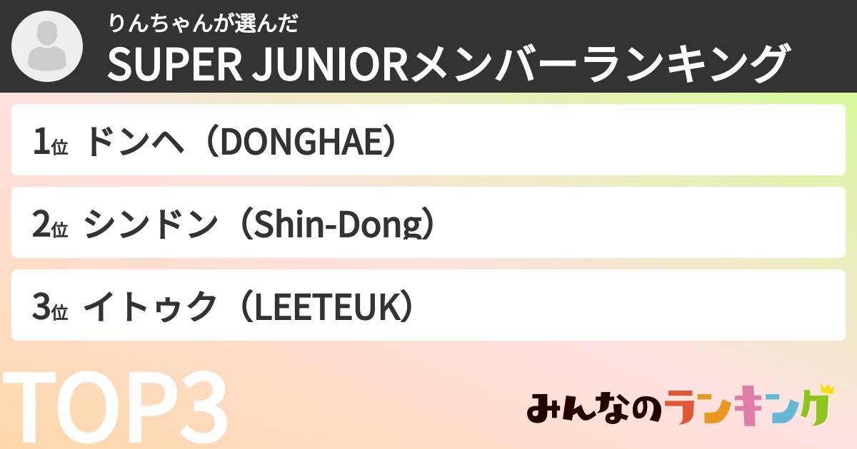 りんちゃんさんの「SUPER JUNIORメンバーランキング」