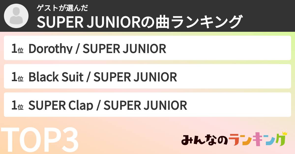 ゲストさんの「SUPER JUNIORの曲ランキング」