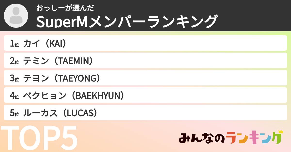 おっしーさんの「SuperMメンバーランキング」