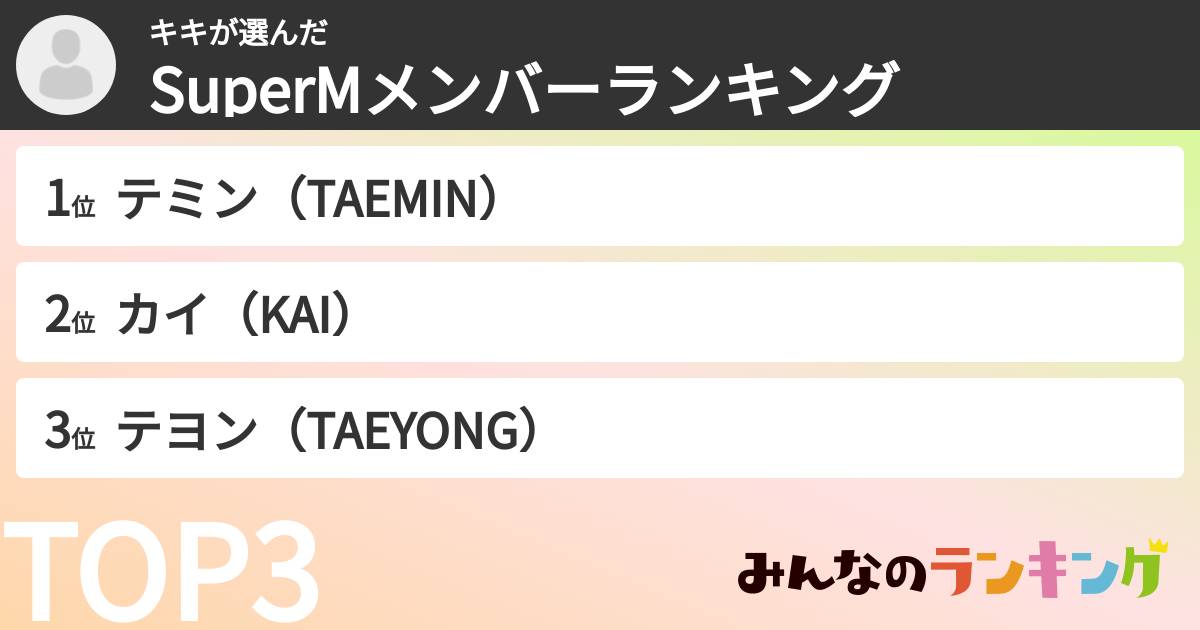 キキさんの「SuperMメンバーランキング」